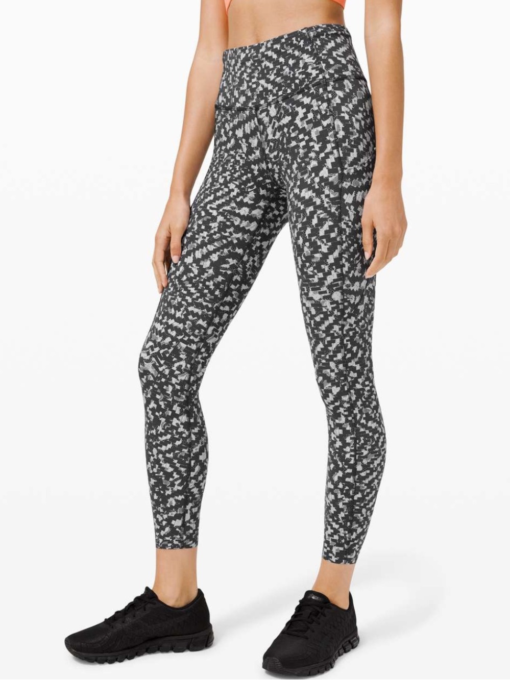 Lululemon Fast and Free Tight II 25" in Pace Lace Graphite Grey Multi Size 12